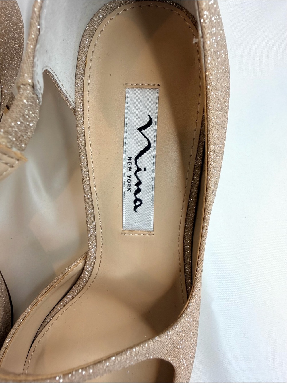 Nina New York Champagne Gold Shimmer Pointed-Toe Heels D’Orsay Pumps Size 7 NWOB - Picture 4 of 10